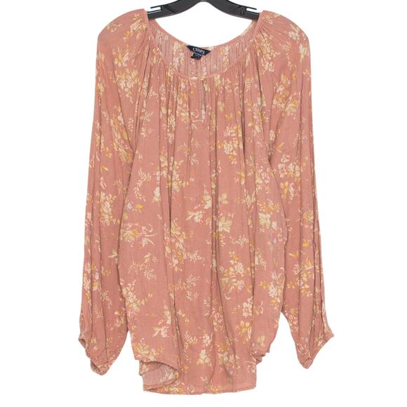 Chaps Top Gauze Floral Cottage Boho Prairie Romantic Feminine Grandma Orange 2X - Picture 1 of 5